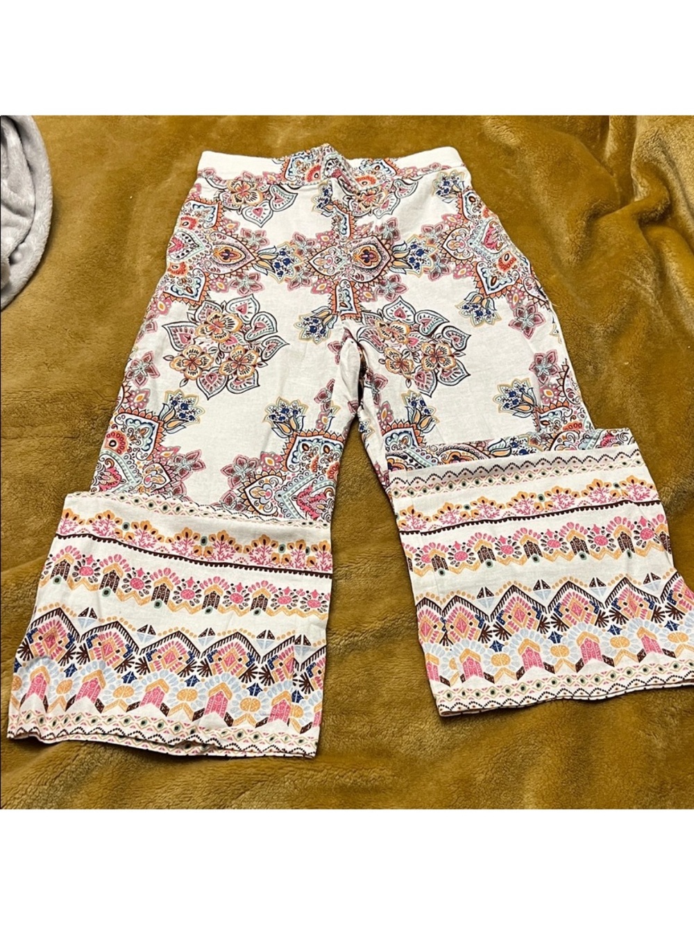 Rachel Zoe • Women’s XS • Boho Floral Wide Leg Pant • White & Pink • Linen Blend